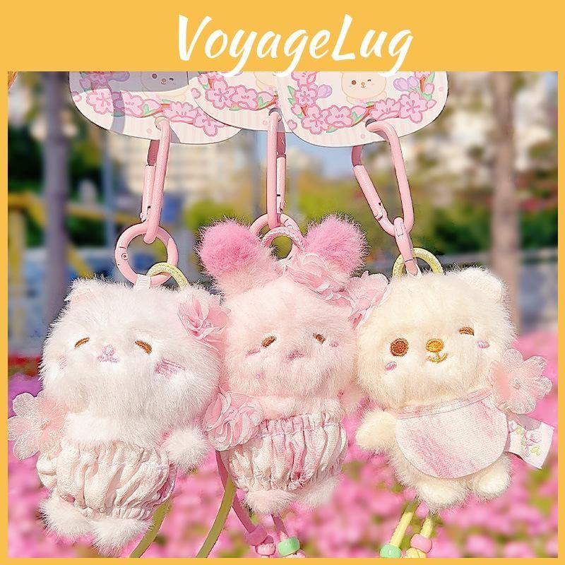 Blossom Bear Cherry Rabbit Cat Plush Keychain Stuffed Doll Toy Gift Pendant