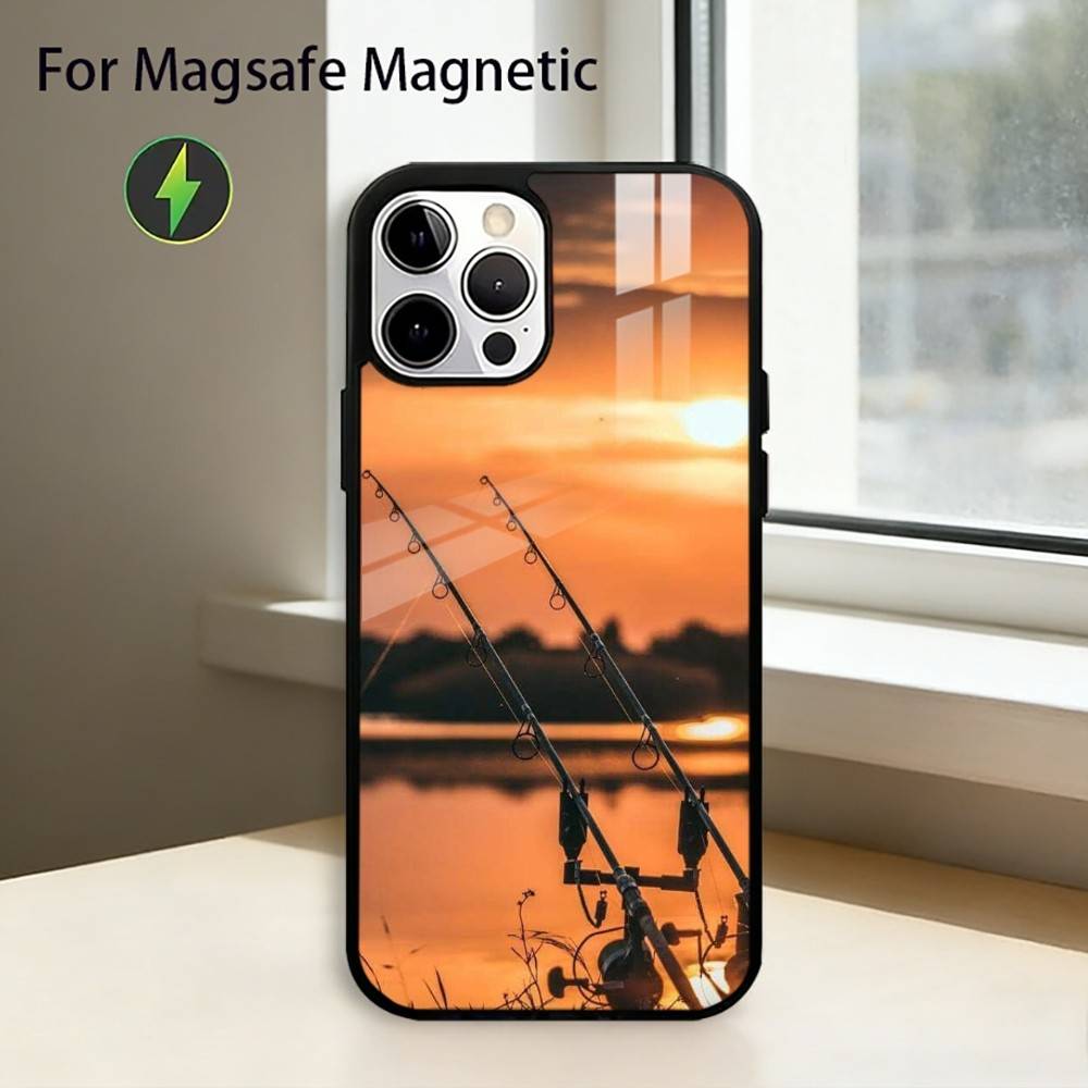 Carp Fish Fishing R-Rod Phone Case For iPhone17,16,15,14,13,12,11 Plus,Pro Magnetic For Magsafe Wireless Charging