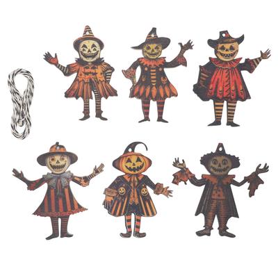 All Hallows Eve Wimpelkette Dekoration Vintage Exquisit Holz Kürbis Banner Ornament für Festival