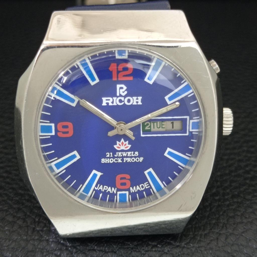 AUTOMATIC VINTAGE RICOH R31 JAPAN MENS BLUE COLOR DIAL WATCH a707638-1