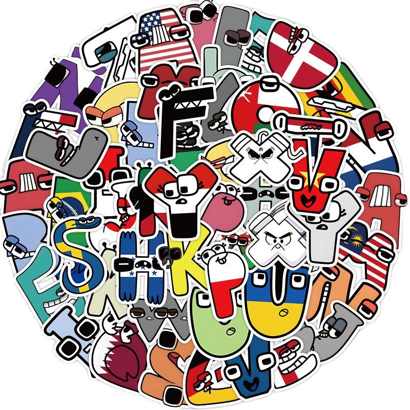 60 Blatt Englische Alphabet Wörter Lern Belohnungssticker für Kinder - Notizbuch, Tablet, Tassendekoration mit Cartoons