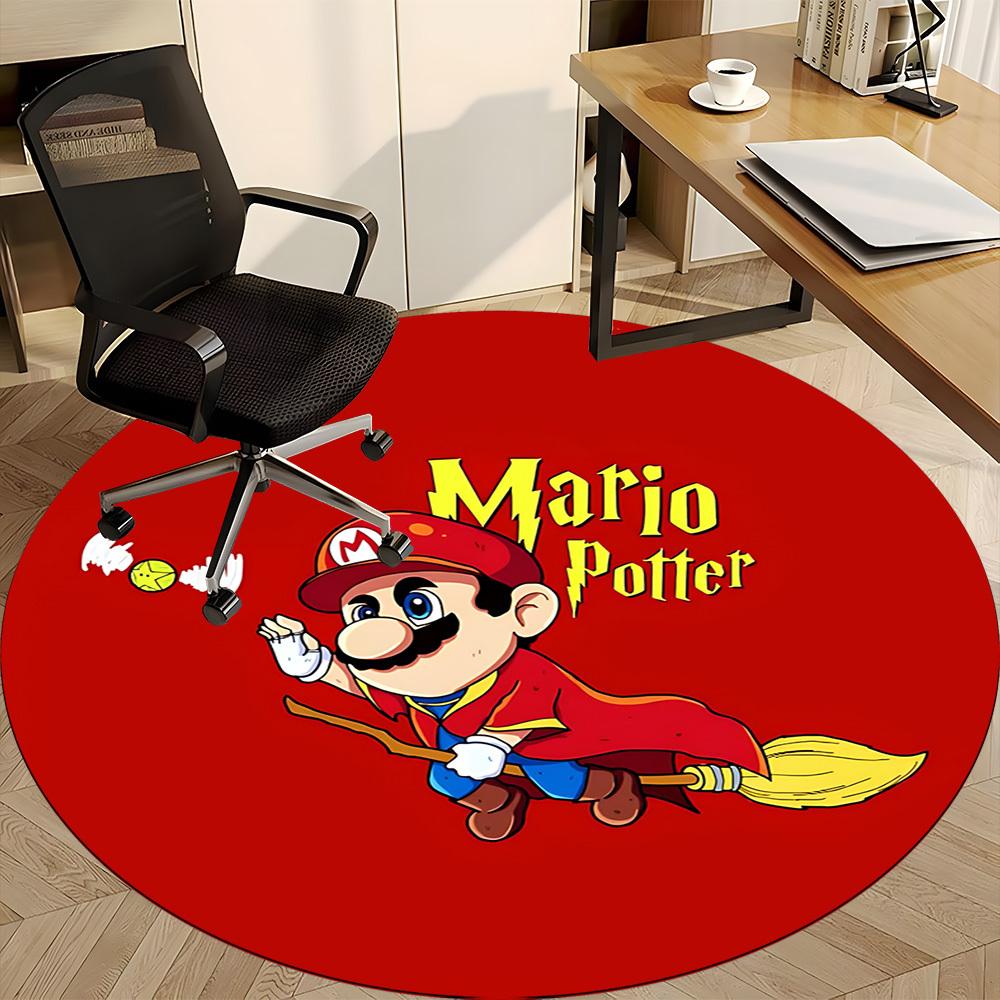 1PC Mario Potter Office Round Area Rug, Indoor Mat Suitable For Office, Under Office Chairs Bedroom Living Room Home Decor, Room Deco1101