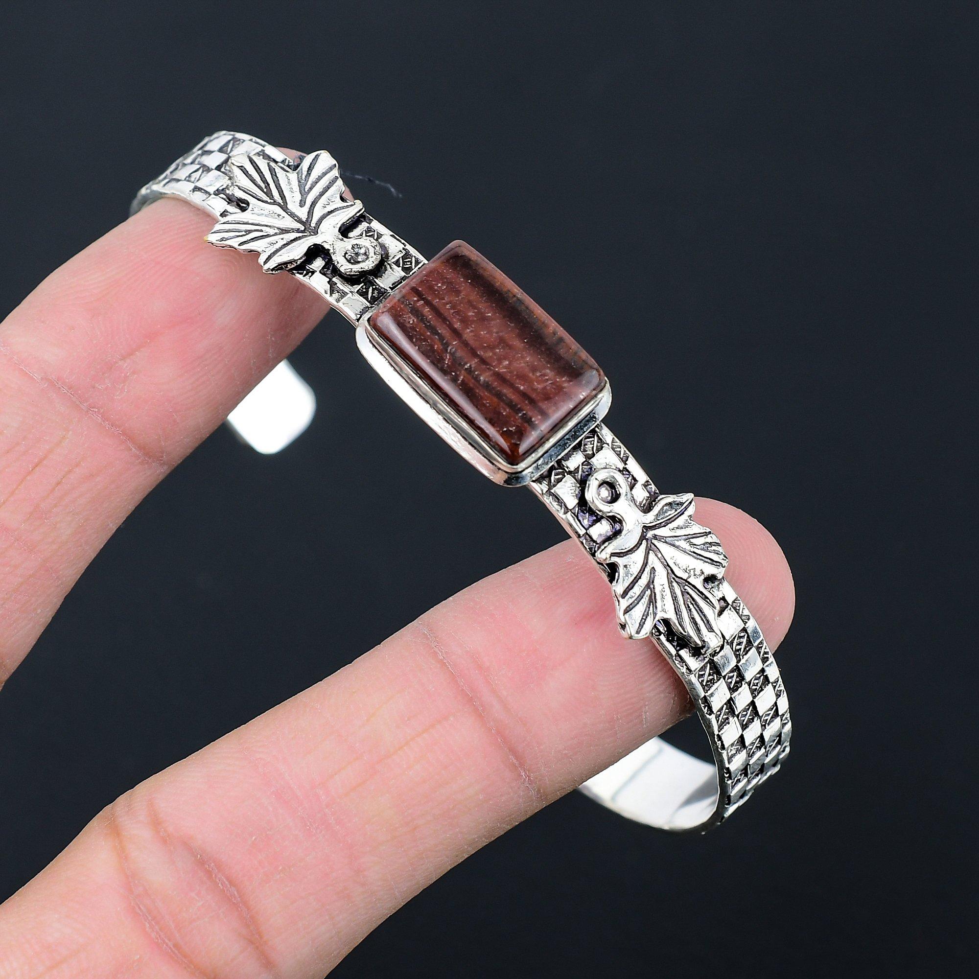 

Friendship Day Deal 925 Sterling Silver Natural Tiger Eye Sacral Chakra Bangle Adjustable