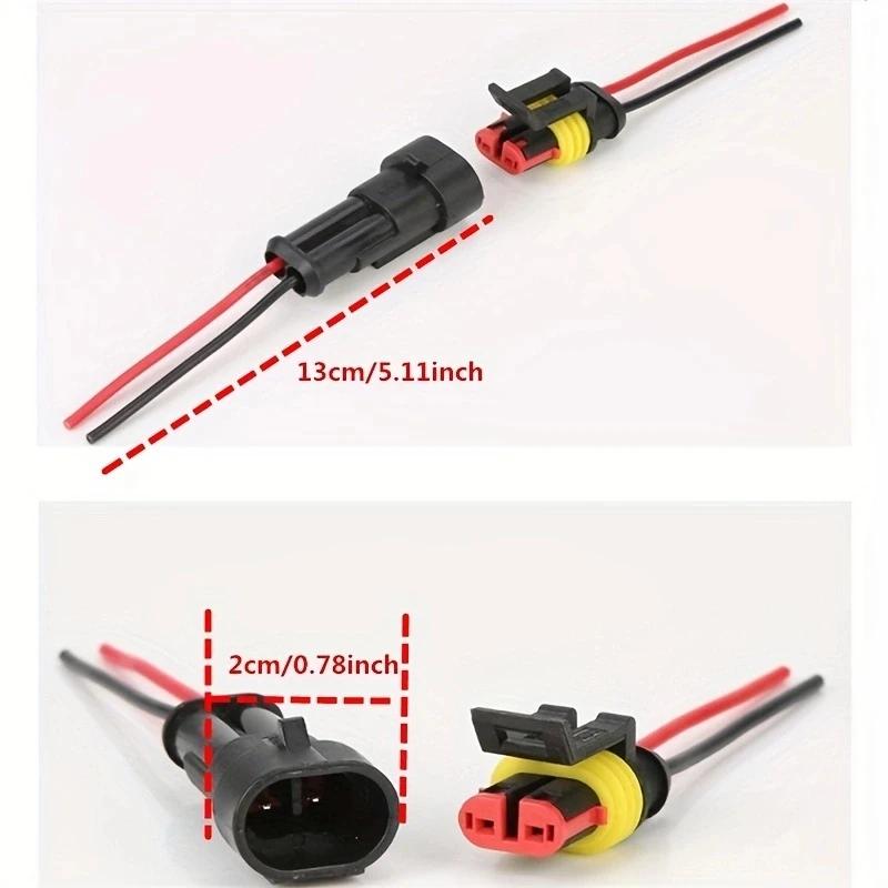 2Pairs 2 Pin Way Car Sealed Waterproof Electrical Wire Connector Plug
