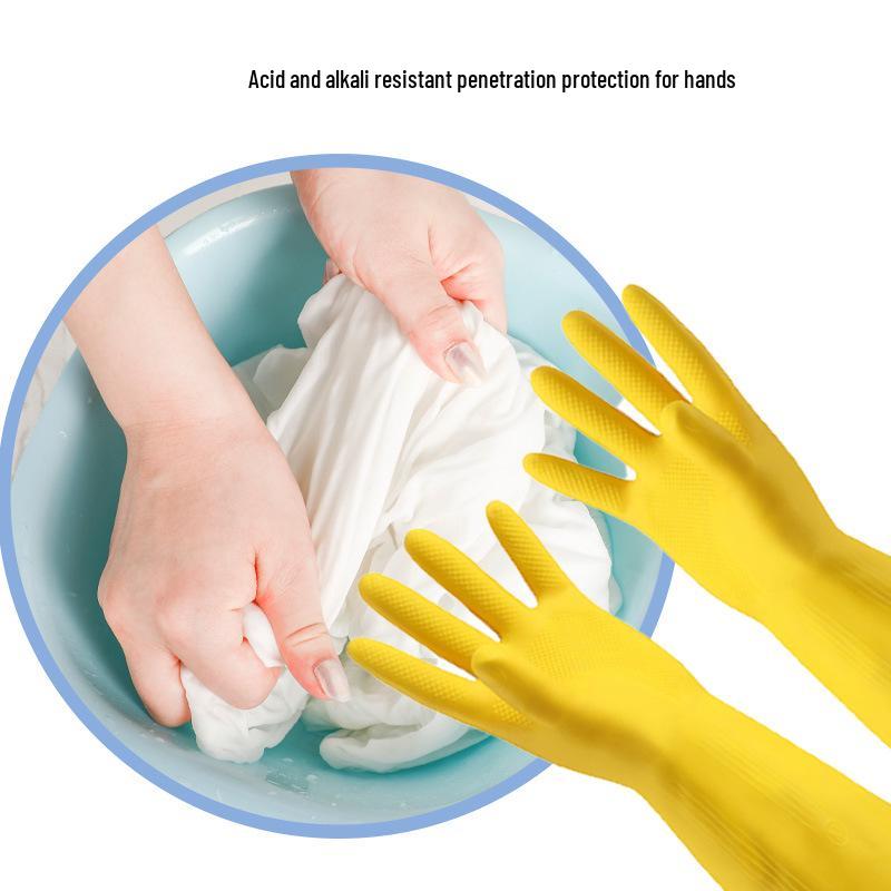 Waterproof Latex Kitchen Dishwashing Gloves - Extended Length for Women