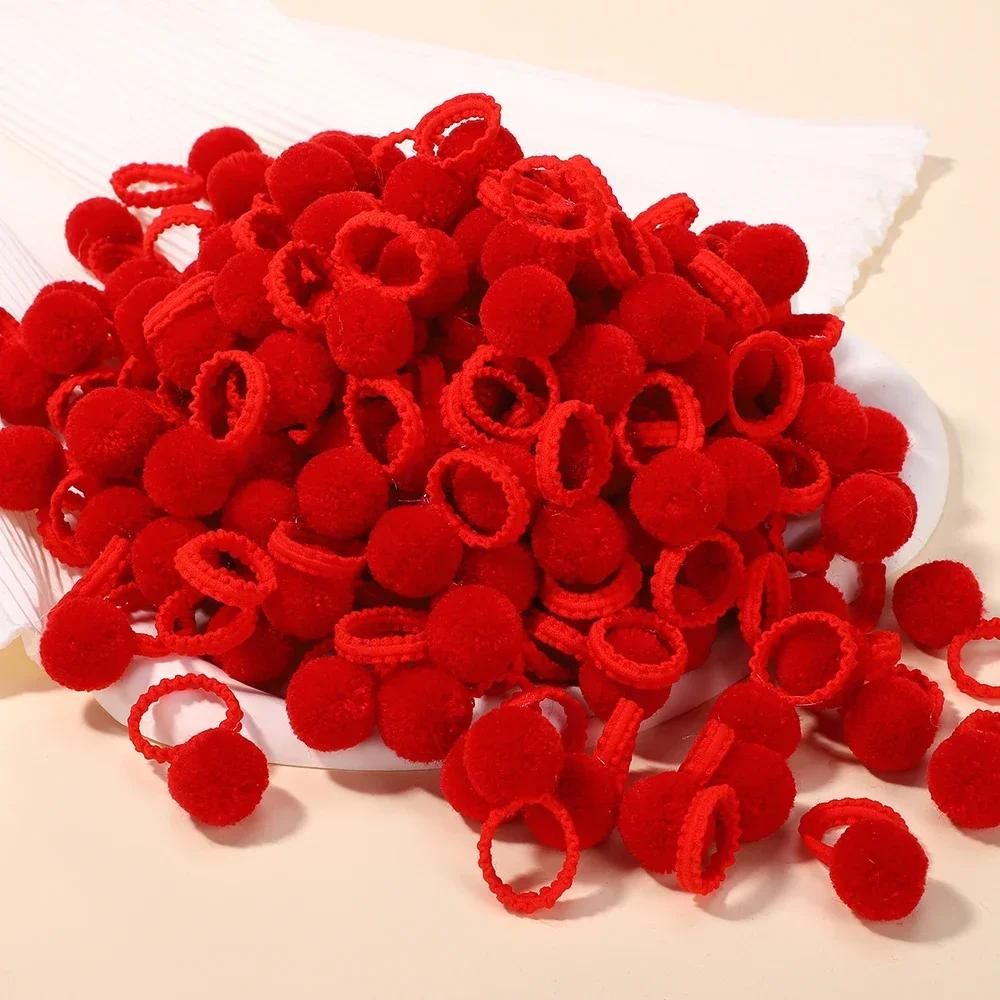 20 Stück/Set Bunte Plüschkugeln Elastische Haarbänder für Kinder Mädchen Haargummis Zöpfe Gummibänder Kopfschmuck Haaraccessoires