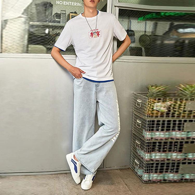 Li Ning T Shirts Unisex White Crew Neck Moderate Straight Fit AHSR737-1