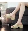 Women's Non-Slip Chunky Heel Slippers – Lightweight, Thick Sole, One-Strap Summer High Heels for Height Increase