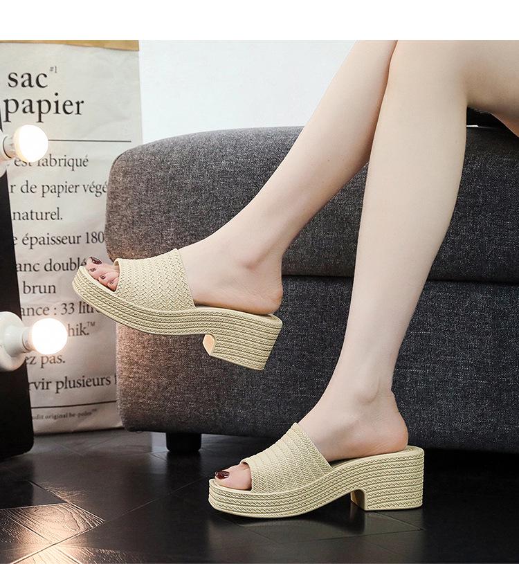 Women's Non-Slip Chunky Heel Slippers – Lightweight, Thick Sole, One-Strap Summer High Heels for Height Increase