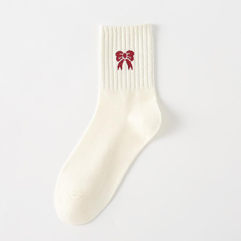 

Осенние и зимние повседневные универсальные носки Ангола красного цвета до середины икры модные чулки без косточек One size