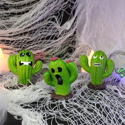 3x Mini Roślinki Figurki Miniaturowe Statuetki Żywica Śmieszne Rzeźby Dekoracje Halloweenowe na Blat