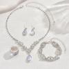 Nuova moda oro oro rosa set di gioielli da sposa zircone tre pezzi collana orecchini bracciale