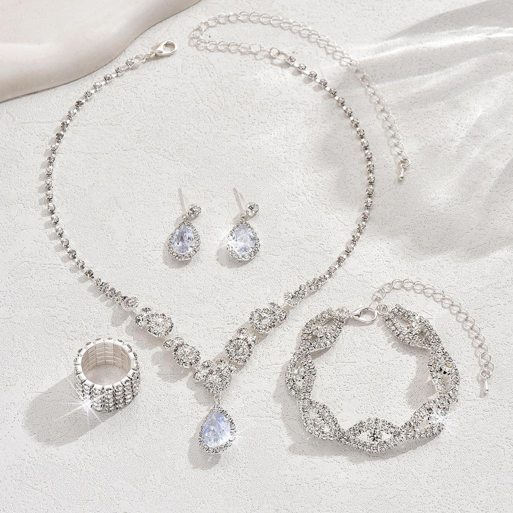 Nuova moda oro oro rosa set di gioielli da sposa zircone tre pezzi collana orecchini bracciale
