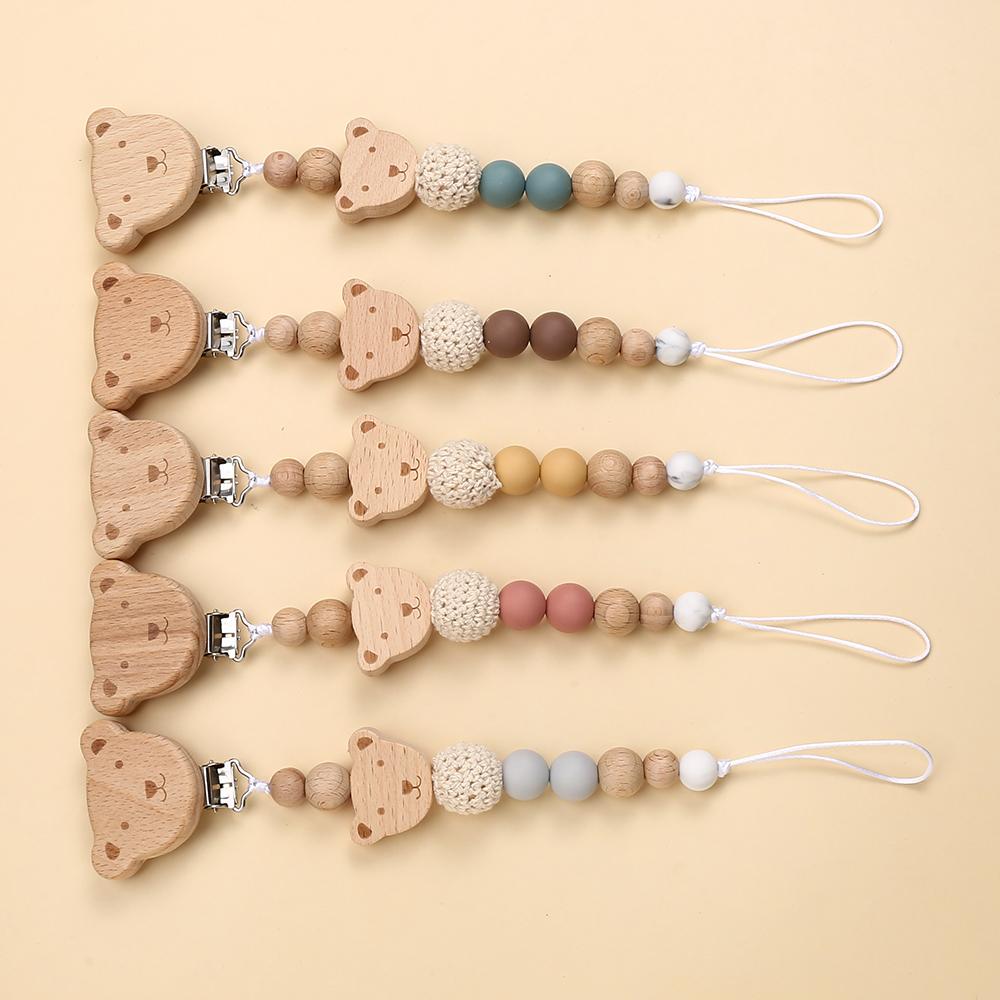 2Pcs New Chew Silicone Beads Pacifier Clips Dummy Chain Holder Newborn Soother Chains Nipple Holder Infant Teething Toys Gifts