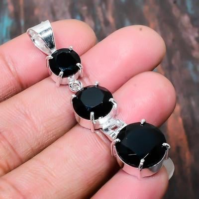 Wonderful Black Spinel Gemstone Handmade 925 Sterling Silver Jewelry Pendant