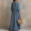 Women’s Loose Fit Maxi Dress with Long Sleeves V Neck Ruffle Lightweight Flowy Casual Style for Everyday Wear