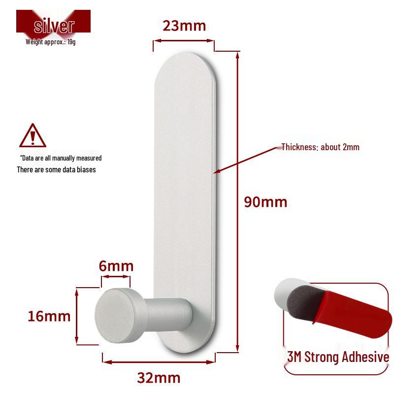 No-Drill Strong Adhesive Aluminum Hook for Bathroom or Door
