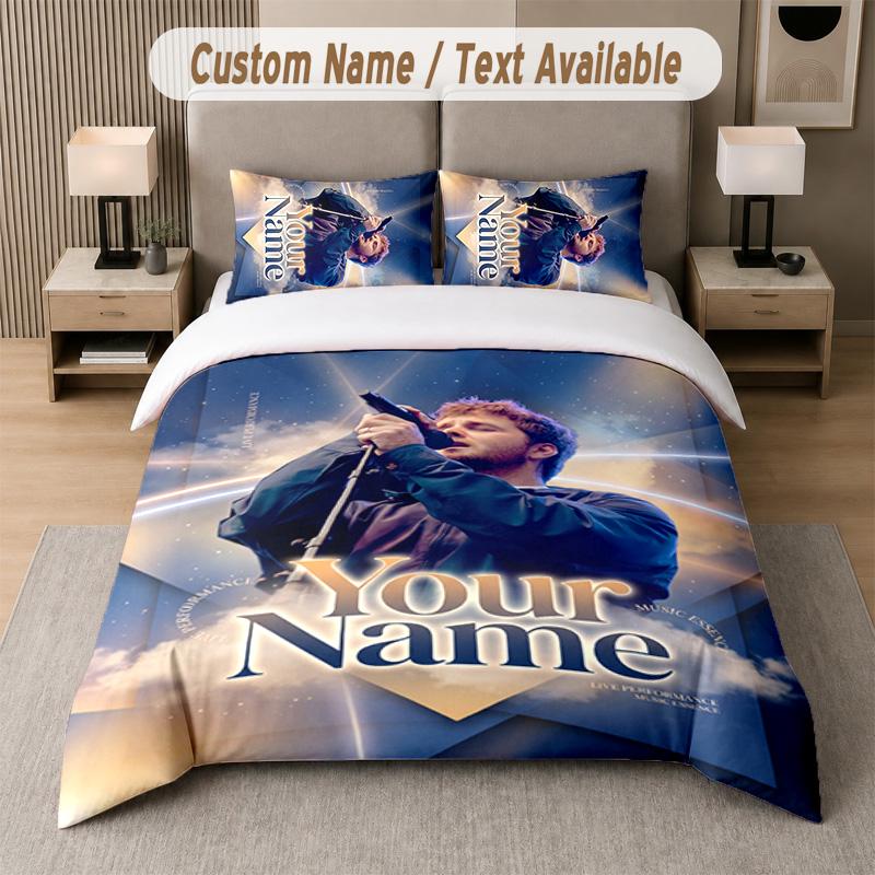Alex Warren 3Pcs Bedding Set, Personalized Custom Name Text, 1 Duvet Cover & 2 Pillowcases For Bedroom