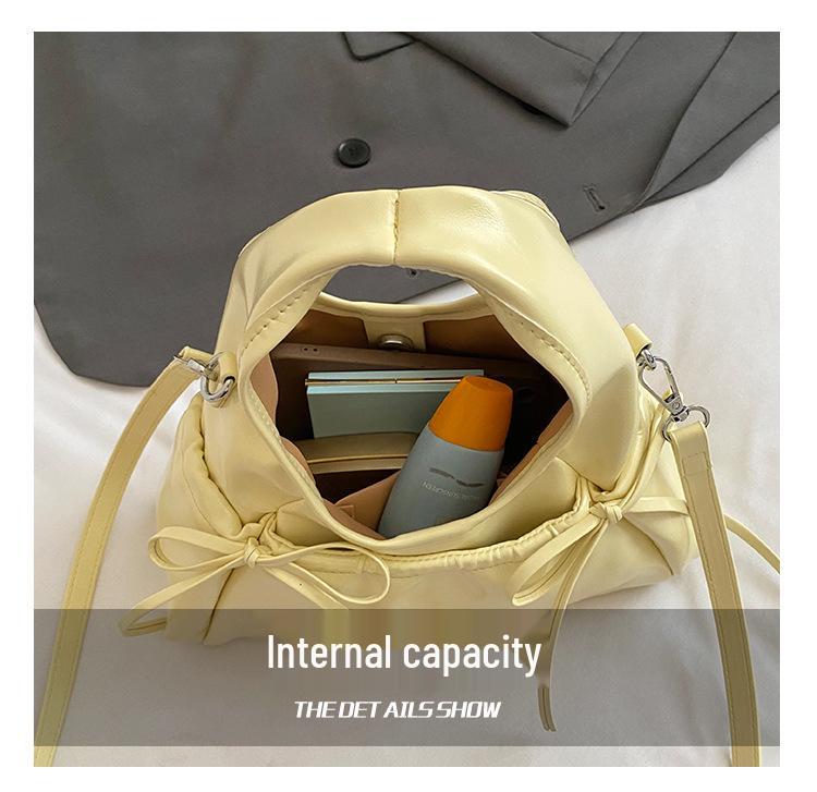 2025 Sweet Girl Bow-Accent Crescent Handbag - PU Shoulder Bag for Commute