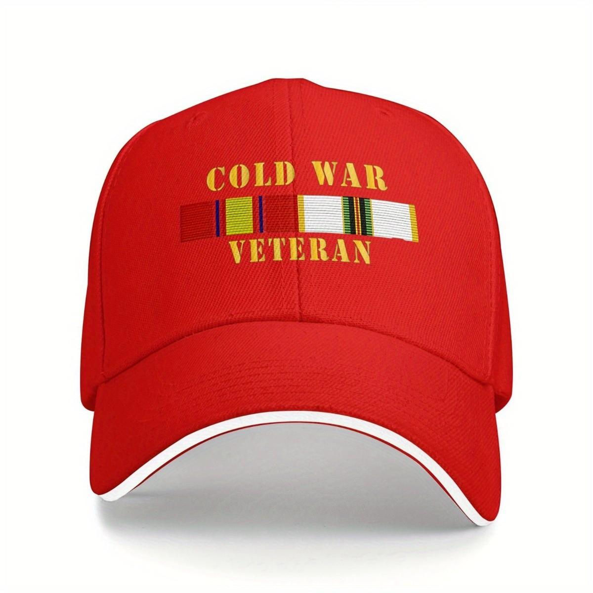 Cold War Veteran Military Ribbon Embroidered Baseball Cap Adjustable Polyester Dad Hat Patriotic Gift Adjustable