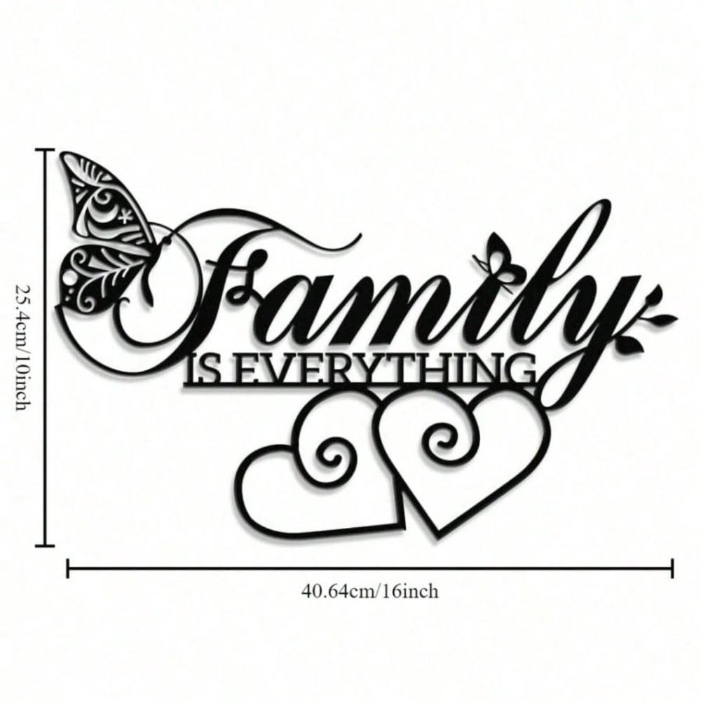 Black Metal Family Is Everything Wall Art Modern Home Decor Gift for Living Room
