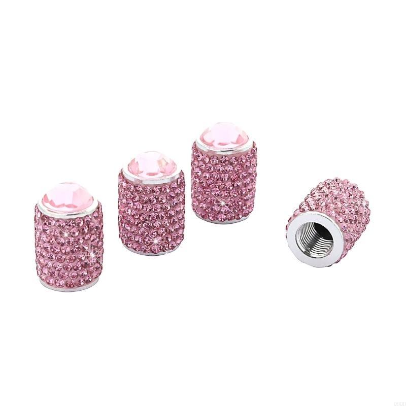 4pcs Stylish Tire Valves Caps with Rhinestones Twinkle Tire Valves Caps General
