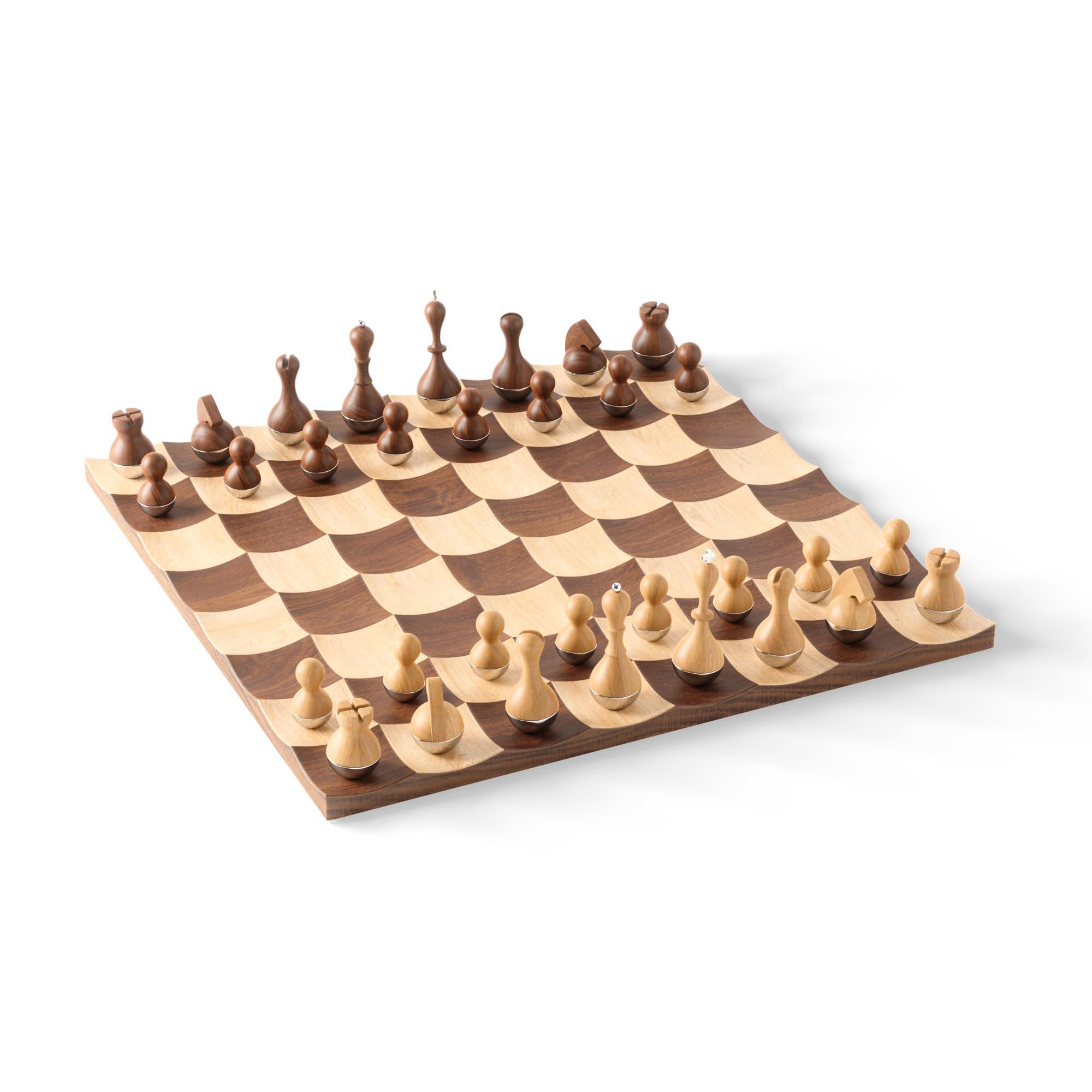 

Umbra WOBLE chess wooden board tabletop interior unique Umbra 2377601656 Walnut set, chessboard, game, game, toy, party, roly-poly, international,