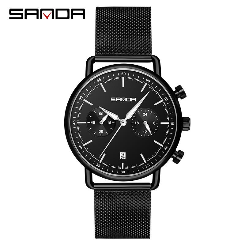 Sanda Men s Quartz Watch - Business Casual with Simple Stripe Band and Calendar