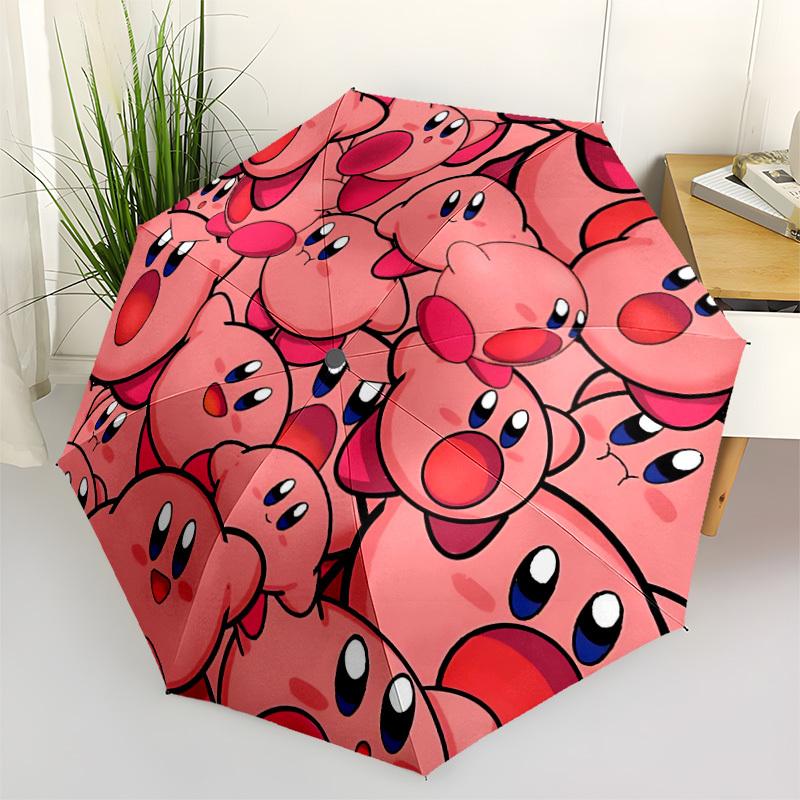 1 Stück Kirby-Figuren Automatischer Faltregenschirm, 8 Rippen für Ganzjahresgebrauch, Tragbar für Reisen & Outdoor-Aktivitäten 004