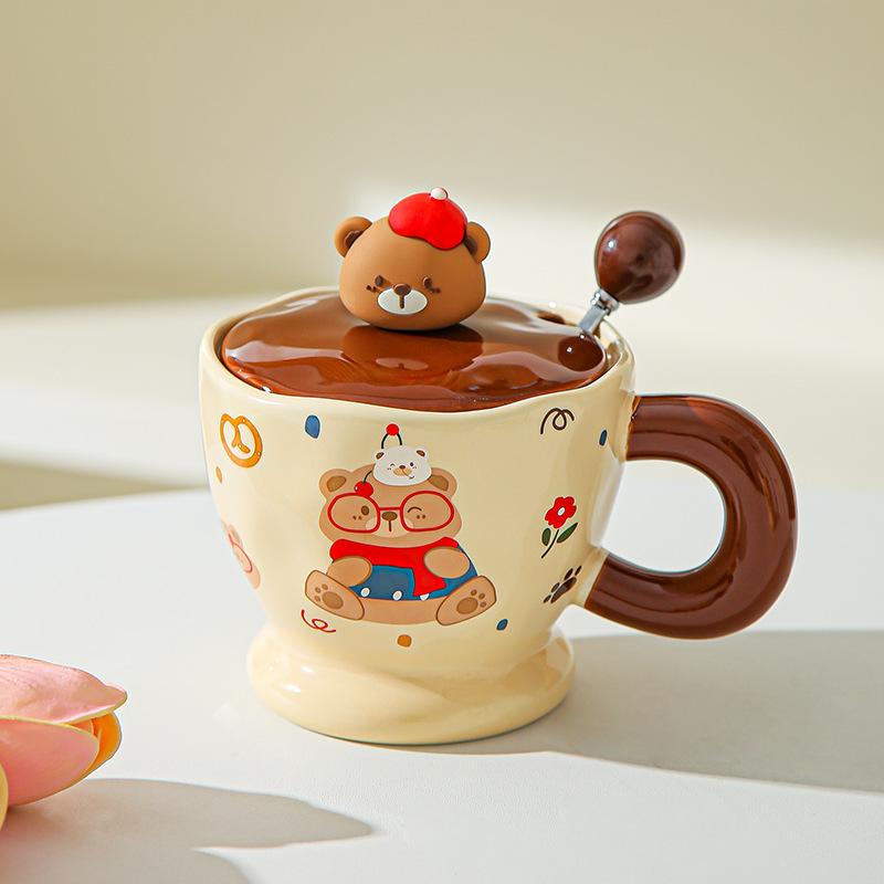 Creative Cute Cartoon Bear Ceramic Mug Office Household Cup Coffee Cup Water Cup Couple Breakfast Cup