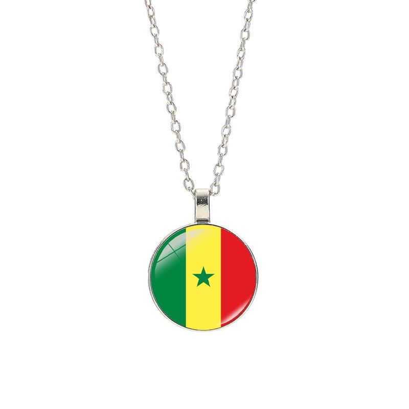 World Cup Top 32 National Flag Necklace - Football Pendant for Men & Women