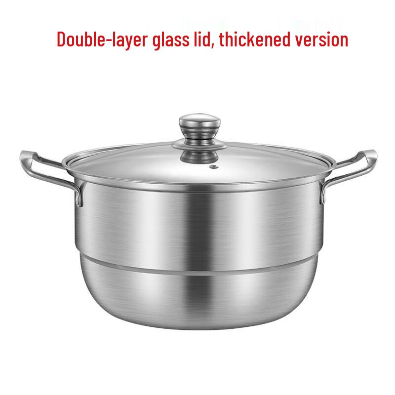 WATA 28CM Thickened 304 Stainless Steel Double-Layer Steamer