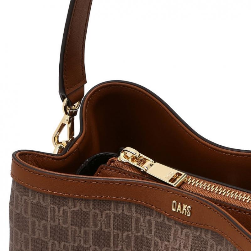 Daks Beige Barnet Dd Pattern Leather Medium Bucket Bag