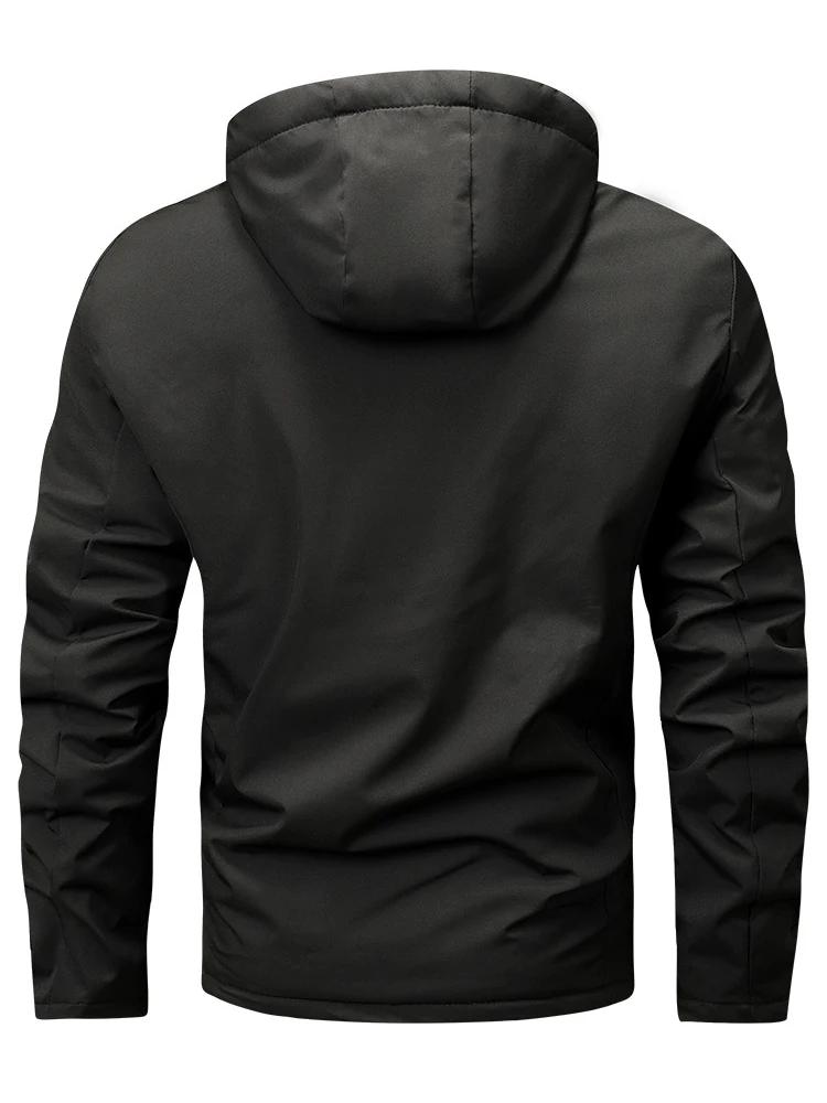 Winter Herrenjacke mit dicker Fleece-Kapuze Outdoor Baumwolljacke Winddicht Kältefest Lässige Herren Baumwoll-Oberbekleidung Kleidung
