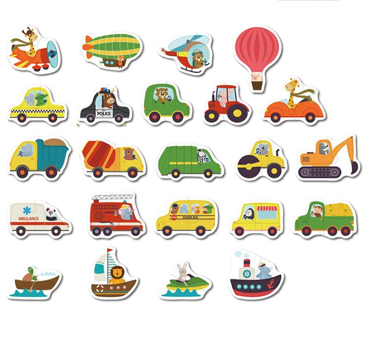 Puzzle ad incastro in legno per bambini Gioco di abbinamento Cognizione e apprendimento precoce del bambino Animale Frutta Traffico Giocattoli educativi per bambini Regali