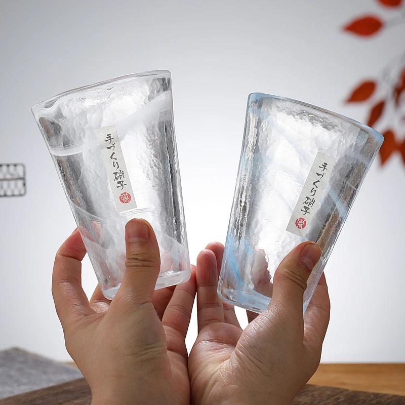 Japanese Household Japanese Style Handmade Smudge Cloud Hammer Pattern Glass Water Glass Wine Glass Teacup 1PC