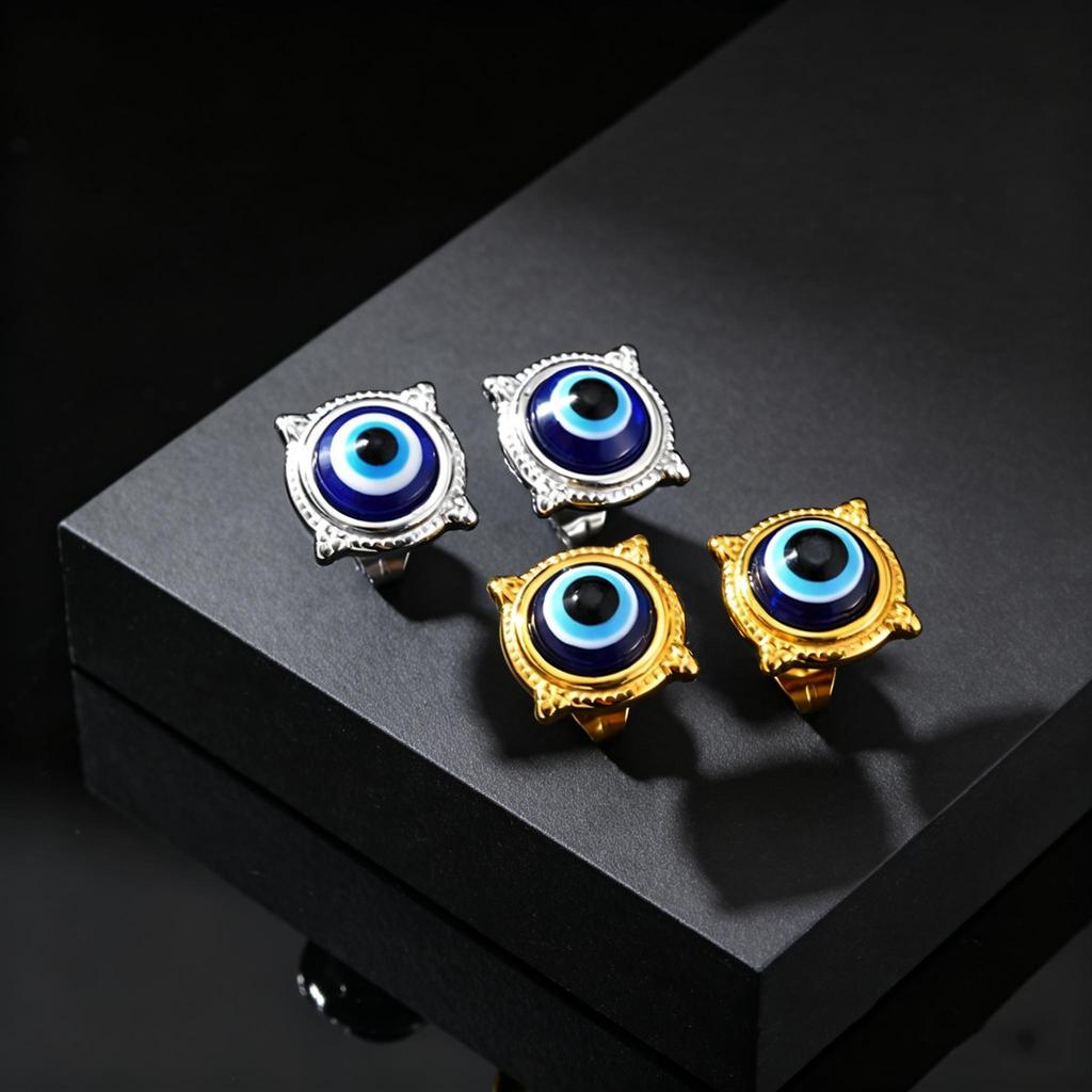 Fashion Unique Round Lucky Evil Eye Stainless Steel Stud Earrings for Men Women Hypoallergenic Stylish Piercing Jewelry Gifts