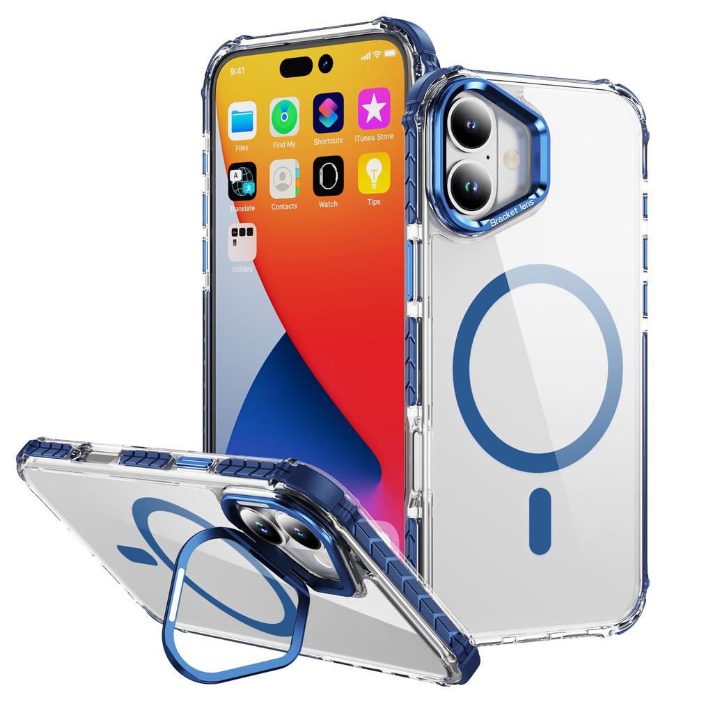 For iPhone 17 Clear Phone Case with Lens Kickstand Cover Compatible with MagSafe