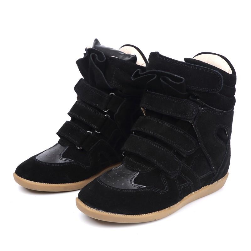 Klassische, großartig aussehende High-Top-Schuhe für Damen, Echtes Leder, Neu, Vielseitig, Sport- und Freizeitschuhe im Retro-Stil mit Klettverschluss
