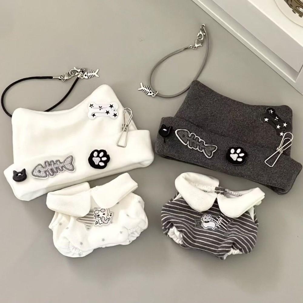 Black And White Cotton Doll Clothes Set 10/20cm Doll Replacement Clothes For Doll Replacement