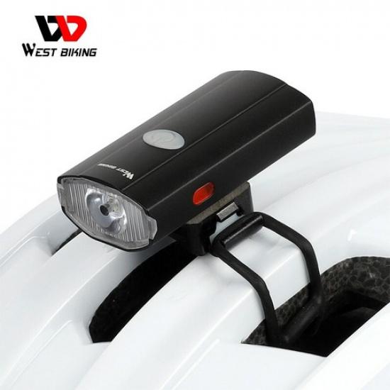 WEST BIKING Bike Helmet Light USB Rechargeable Front Light Rear Taillight 2 in 1