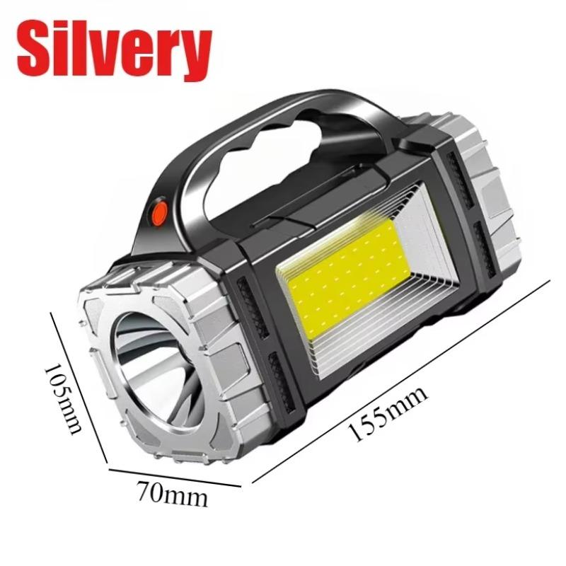 

Солнечный фонарик Портативный Белый свет Прожектор Ручной фонарик Большая емкость Водонепроницаемый Аварийный Свет для кемпинга Прожектор Silvery(White light)