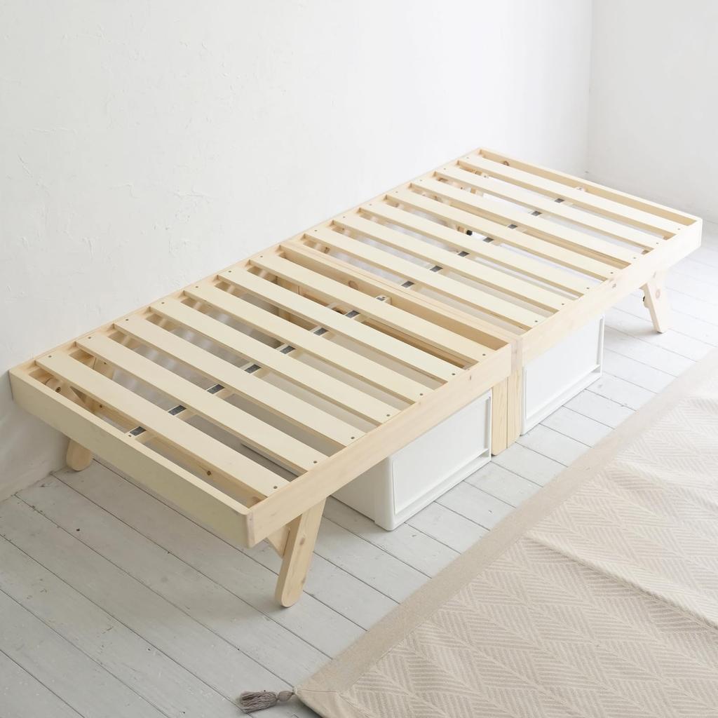 YAMAZEN Slatted Folding Easy To No Tools Load Capacity Width 97 X Depth 195 X Height Bed Slatted Single Wooden Pattern Natural Bed, Bed, Bed,