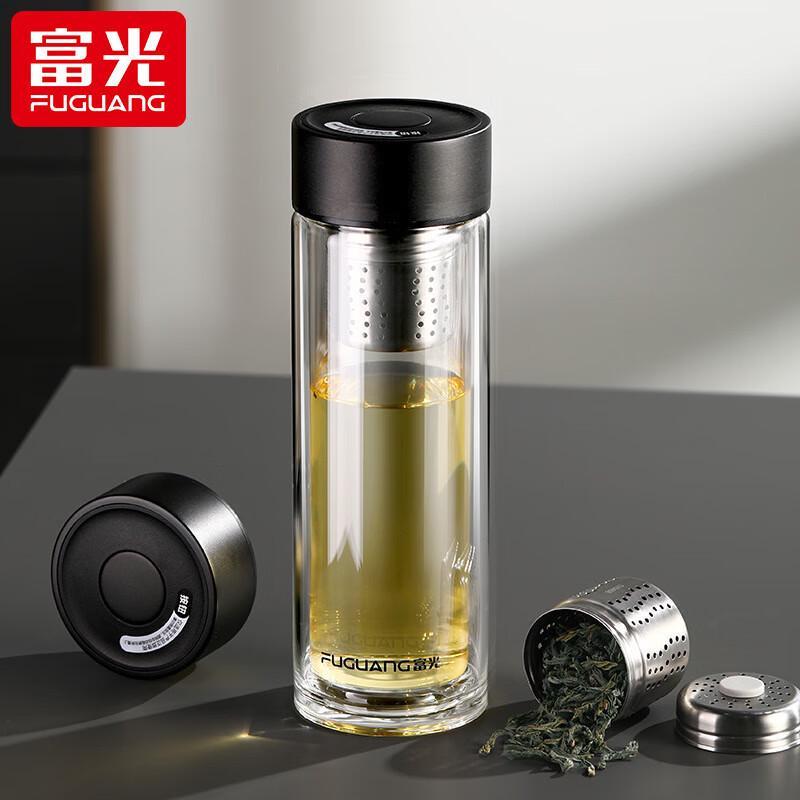 Fuguang Magnetic Lid Double-Wall Glass Tea & Water Bottle 370ML