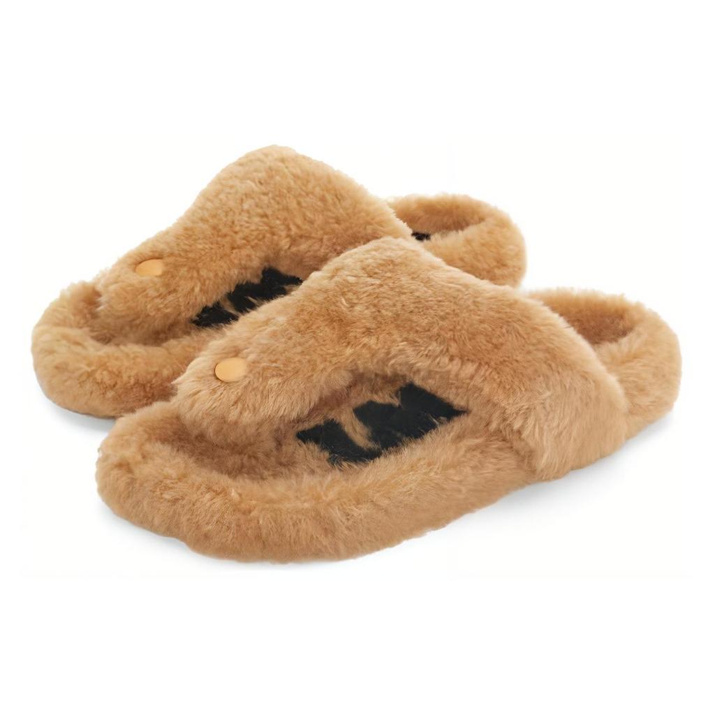 Loewe  Ease Toe Post Slippers Shearling - Medium Concealer Women Sneakers Tan L815465X80-8812
