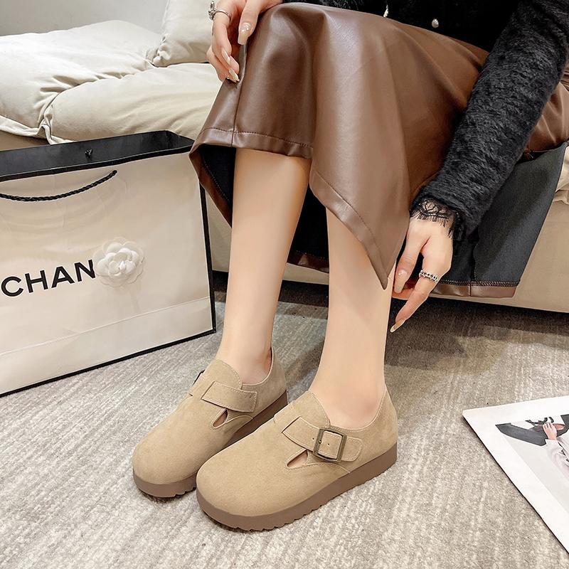 Fashion 2025 Spring and Autumn Casual Fashion Cork Loafers Fur Slip-on Buckle Mules Flat Comfortable Sneakers Zapatillas De Mujer