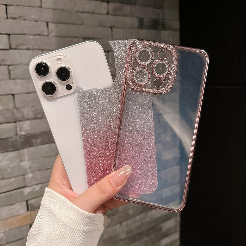 Luxury Plating Gradient Glitter Clear Case For iPhone 16 15 14 13 12 11 Pro Max 16Pro For Ultra Slim Shockproof Bumper Cover