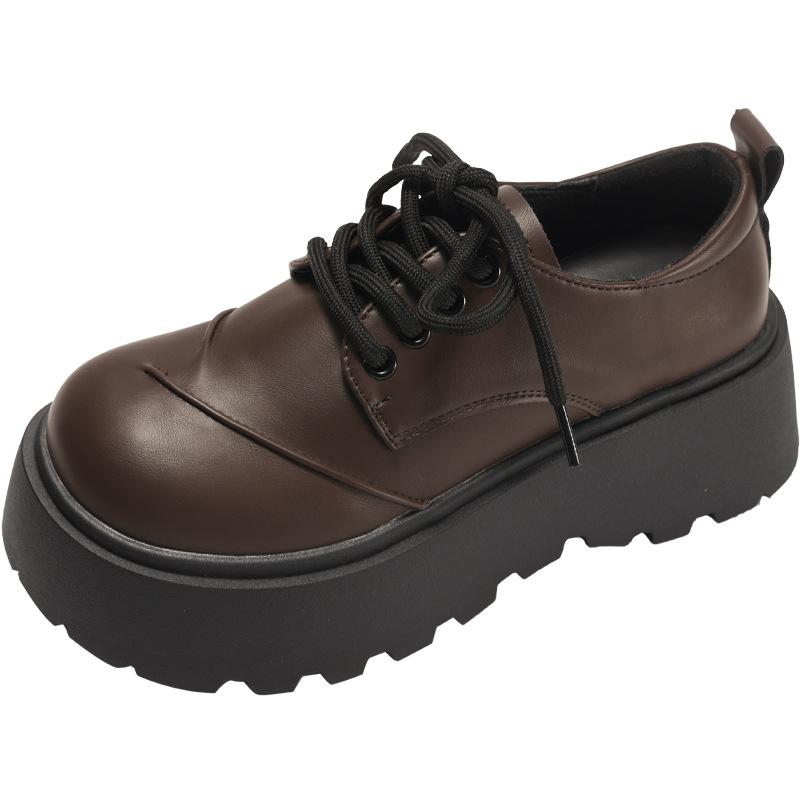 Popular white British style heightened platform small leather shoes women's 2025 new summer versatile heightened soft-soled loafers