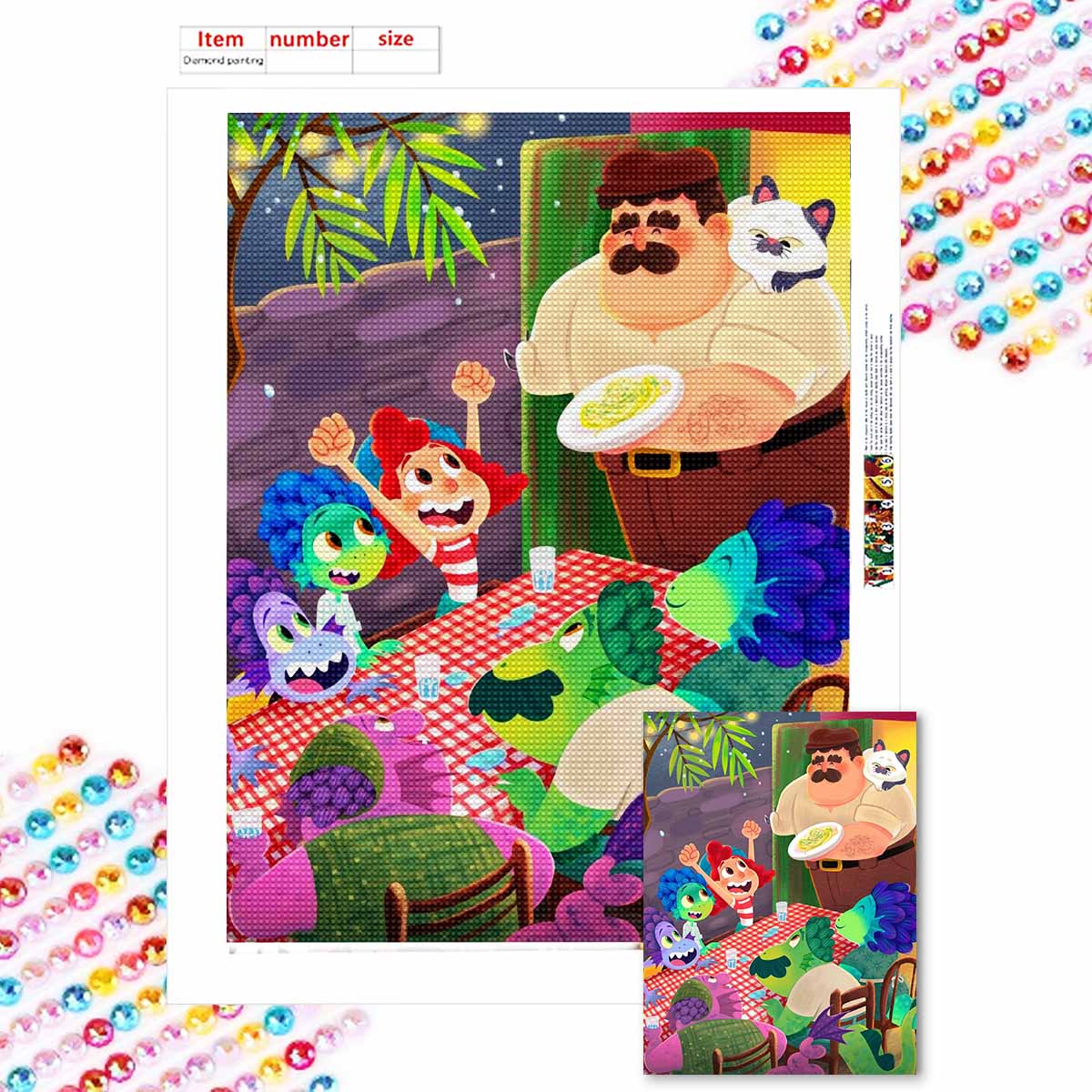 

5D Diy Diamond Painting Grandpa and The Lovely Children Full Drill Rhinestones Mosaic Embroidery Handmade Products Home Decor Gift Round 20x30cm