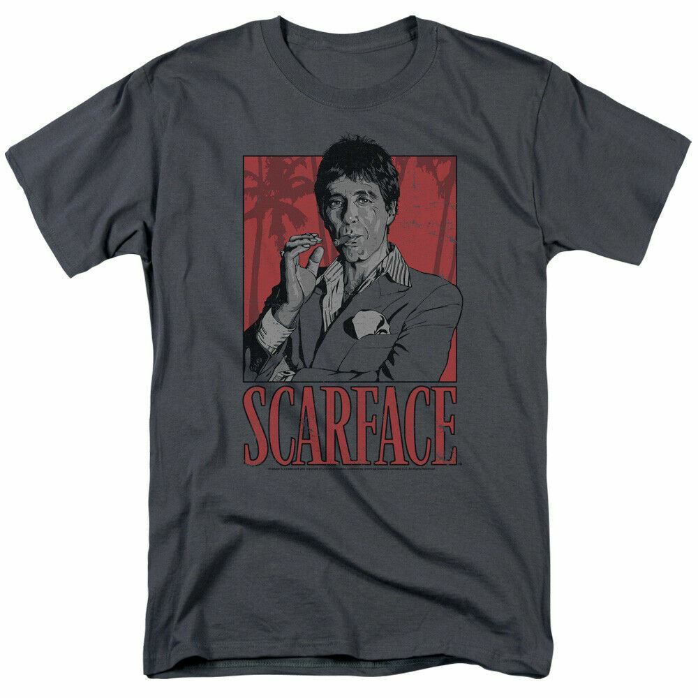 Scarface Tony T Shirt Licensed Gangster Movie Tony Montana Retro Tee Charcoal L